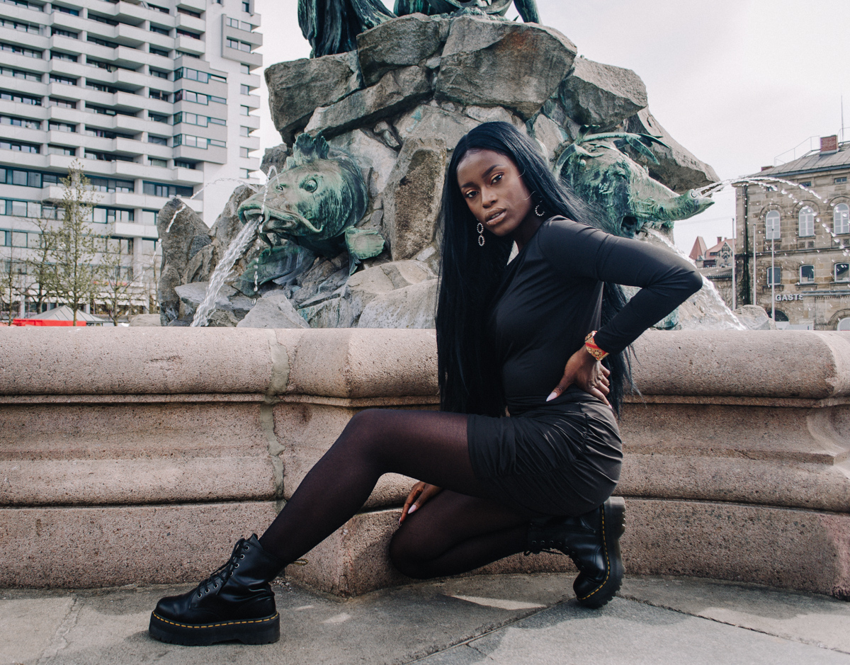 black dress with doc martens